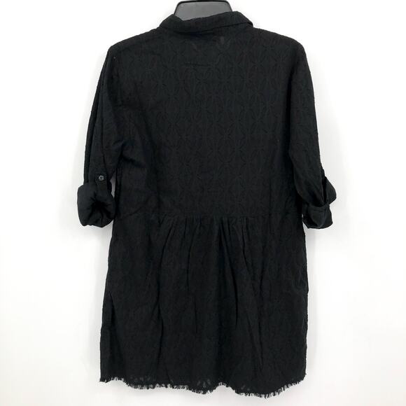 TOMMY BAHAMA Boyfriend Shirt Swim Cover Up Medium Black Cotton Clip Jacquard NWT - Picture 6 of 10